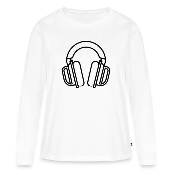 casque audio gaming - T-shirt manches longues Premium bio Femme - blanc - Devant - Julia (174cm)