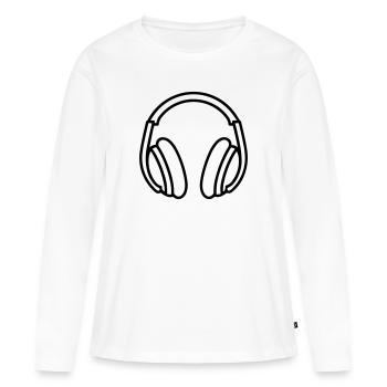 casque audio gaming - T-shirt manches longues Premium bio Femme - blanc - Devant - Julia (174cm)
