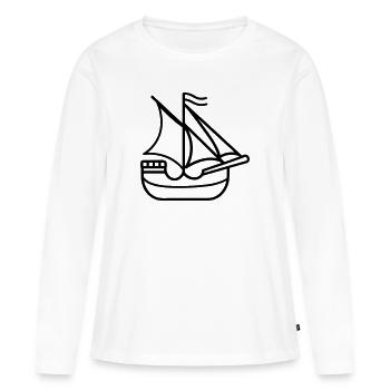Bateau pirate - T-shirt manches longues Premium bio Femme - blanc - Devant - Julia (174cm)