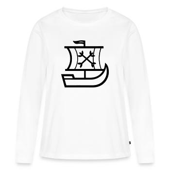 Bateau pirate - T-shirt manches longues Premium bio Femme - blanc - Devant - Julia (174cm)