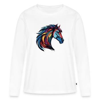 Pferd Portrait - Frauen Premium Bio Langarmshirt - Weiß - Vorne - Julia (174cm)