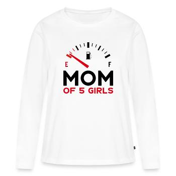 MAMAN DE 5 FILLES - T-shirt manches longues Premium bio Femme - blanc - Devant - Julia (174cm)