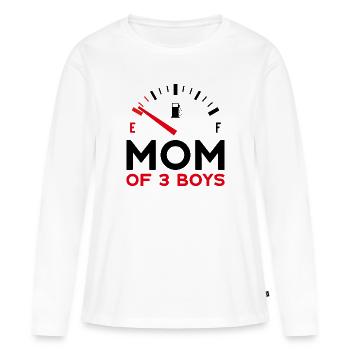 MOM OF 3 BOYS - Women's Premium Organic Long Sleeve Shirt - white - Front - Julia (174cm)