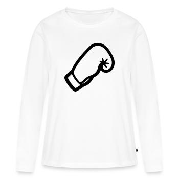 gant de boxe - T-shirt manches longues Premium bio Femme - blanc - Devant - Julia (174cm)
