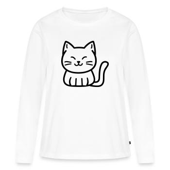Chaton - T-shirt manches longues Premium bio Femme - blanc - Devant - Julia (174cm)