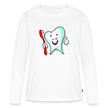 dent - T-shirt manches longues Premium bio Femme - blanc - Devant - Julia (174cm)