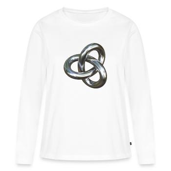 Torusknoten Silber 3D - Frauen Premium Bio Langarmshirt - Weiß - Vorne - Julia (174cm)