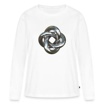 Torusknoten Silber 3D - Frauen Premium Bio Langarmshirt - Weiß - Vorne - Julia (174cm)