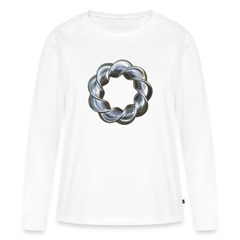 Gedrehter 3D Ring Silber - Frauen Premium Bio Langarmshirt - Weiß - Vorne - Julia (174cm)