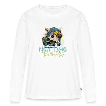 School beginner little elf with school bag Team ABC - Women's Premium Organic Long Sleeve Shirt - white - Front - Julia (174cm)