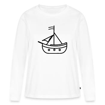 Bateau pirate - T-shirt manches longues Premium bio Femme - blanc - Devant - Julia (174cm)
