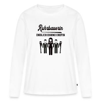Rohrbauerin Chefin Selbstständigkeit Firma Gründen - Frauen Premium Bio Langarmshirt - Weiß - Vorne - Julia (174cm)
