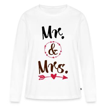 Mariage - T-shirt manches longues Premium bio Femme - blanc - Devant - Julia (174cm)