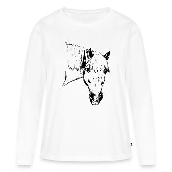 Haflinger Hafi Alpenquarter - T-shirt manches longues Premium bio Femme - blanc - Devant - Julia (174cm)