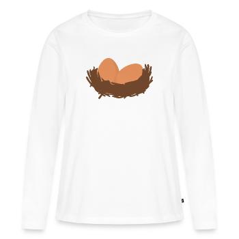 Oeufs Nid Oeufs Pâques - T-shirt manches longues Premium bio Femme - blanc - Devant - Julia (174cm)