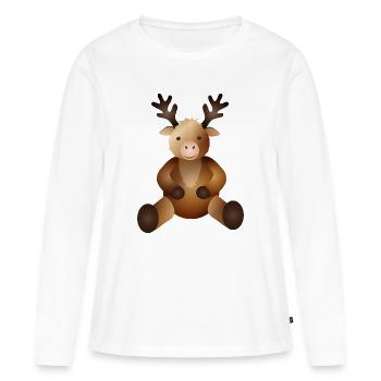 goldiges Rentier als tierischer Begleiter - Frauen Premium Bio Langarmshirt - Weiß - Vorne - Julia (174cm)