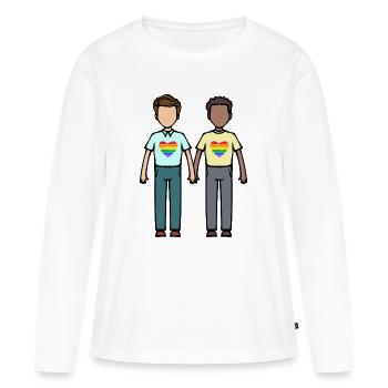 Cœur LGBT Partenariat homosexuel - T-shirt manches longues Premium bio Femme - blanc - Devant - Julia (174cm)