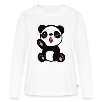 Bébé panda - T-shirt manches longues Premium bio Femme - blanc - Devant - Julia (174cm)