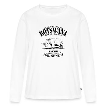 Botswana - Nashorn - Frauen Premium Bio Langarmshirt - Weiß - Vorne - Julia (174cm)