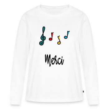 MERCI. MAÎTRESSE. MAÎTRE. MERCI MAÎTRESSE - T-shirt manches longues Premium bio Femme - blanc - Devant - Julia (174cm)