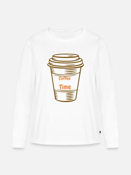 Kaffeezeit - Frauen Premium Bio Langarmshirt - Weiß