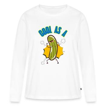 Cool_as_a_Cucumber Sätze sagen Slang-Redewendungen - Frauen Premium Bio Langarmshirt - Weiß - Vorne - Julia (174cm)