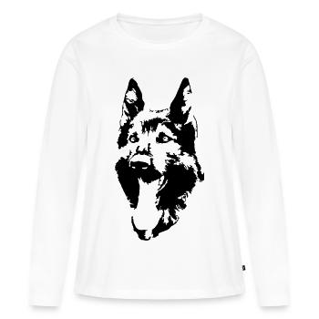 German Shepherd Head - Women's Premium Organic Long Sleeve Shirt - white - Front - Julia (174cm)