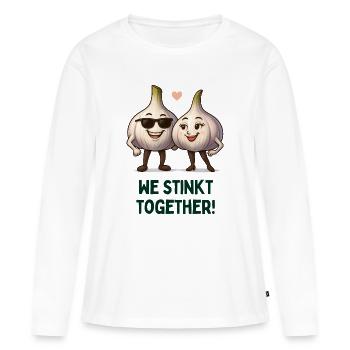 Garlic duo: We stink together - Women's Premium Organic Long Sleeve Shirt - white - Front - Julia (174cm)