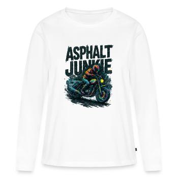 asphalt junkie - moto - T-shirt manches longues Premium bio Femme - blanc - Devant - Julia (174cm)