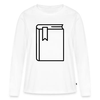 Icône de marque-page du carnet - T-shirt manches longues Premium bio Femme - blanc - Devant - Julia (174cm)