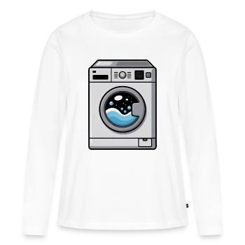 Machine à laver bande dessinée mignonne Kawaii - T-shirt manches longues Premium bio Femme - blanc - Devant - Julia (174cm)