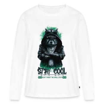 Stay Cool Eichhörnchen Streetwear - Frauen Premium Bio Langarmshirt - Weiß - Vorne - Julia (174cm)