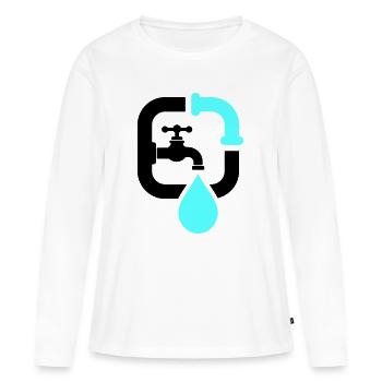 Logo du tuyau de robinet de plombier - T-shirt manches longues Premium bio Femme - blanc - Devant - Julia (174cm)