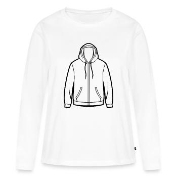 Profil du sweat à capuche - T-shirt manches longues Premium bio Femme - blanc - Devant - Julia (174cm)