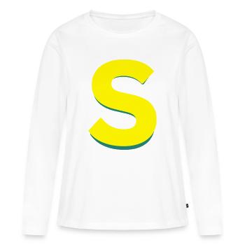 Letter S Sign - yellow  - Women's Premium Organic Long Sleeve Shirt - white - Front - Julia (174cm)