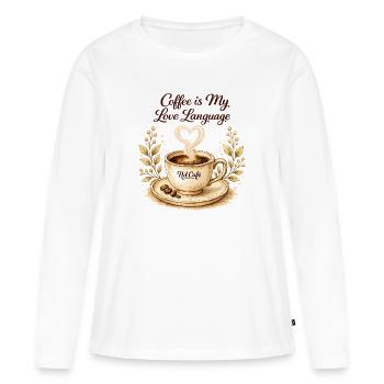 coffe_ist_my_live_language - Frauen Premium Bio Langarmshirt - Weiß - Vorne - Julia (174cm)