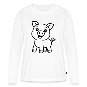 Happy piggy animal motif - Women's Premium Organic Long Sleeve Shirt - white - Front - Julia (174cm)