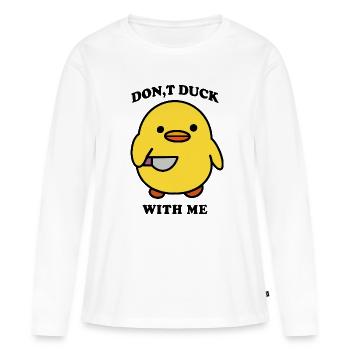 canard drôle - T-shirt manches longues Premium bio Femme - blanc - Devant - Julia (174cm)