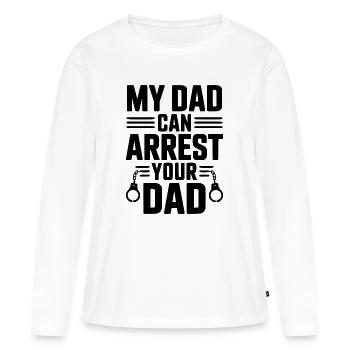 Mon père peut arrêter ton père - T-shirt manches longues Premium bio Femme - blanc - Devant - Julia (174cm)