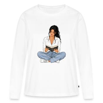 La lecture est mon temps mort – Bücherliebe Booklover - T-shirt manches longues Premium bio Femme - blanc - Devant - Julia (174cm)