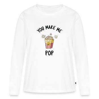 Popcorn - T-shirt manches longues Premium bio Femme - blanc - Devant - Julia (174cm)