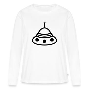 soucoupe volante - T-shirt manches longues Premium bio Femme - blanc - Devant - Julia (174cm)