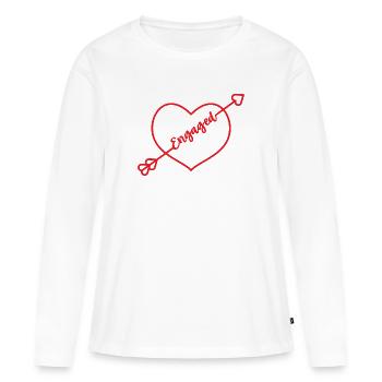 Engaged Braut Verloben Herz Verlobung Verlobte - Frauen Premium Bio Langarmshirt - Weiß - Vorne - Julia (174cm)