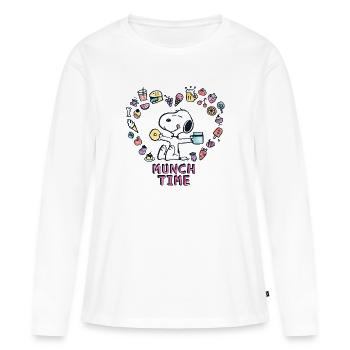 Peanuts Snoopy Munch Time - Frauen Premium Bio Langarmshirt - Weiß - Vorne - Julia (174cm)