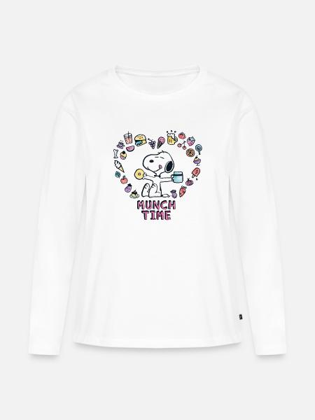 Peanuts Snoopy Munch Time - Women's Premium Organic Long Sleeve Shirt - white