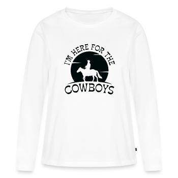 Je suis ici pour les Cowboys - T-shirt manches longues Premium bio Femme - blanc - Devant - Julia (174cm)