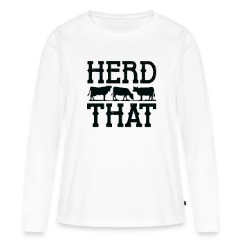 Herde, dass - Frauen Premium Bio Langarmshirt - Weiß - Vorne - Julia (174cm)