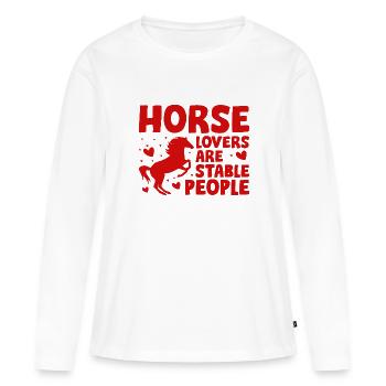 Horse Lovers Are Stable People - Women's Premium Organic Long Sleeve Shirt - white - Front - Julia (174cm)
