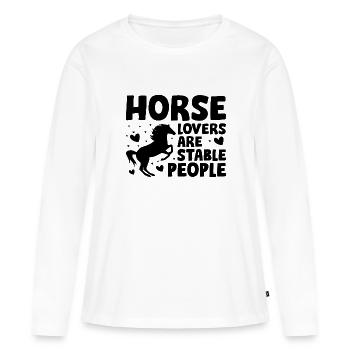 Horse Lovers Are Stable People - Women's Premium Organic Long Sleeve Shirt - white - Front - Julia (174cm)