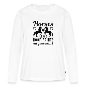 Les chevaux laissent des empreintes de sabots sur votre cœur - T-shirt manches longues Premium bio Femme - blanc - Devant - Julia (174cm)
